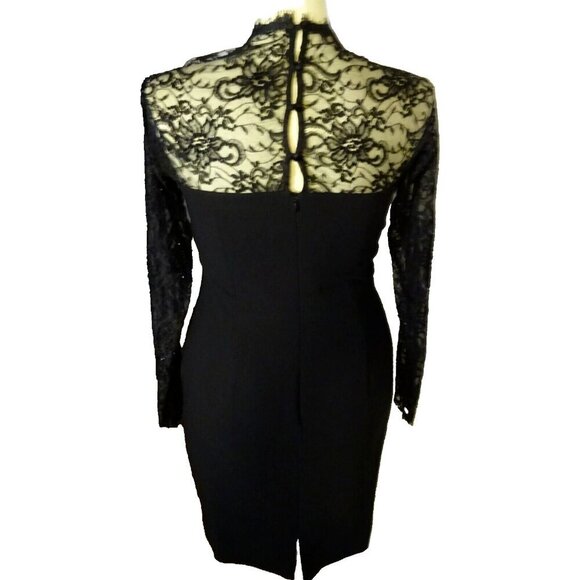 Chetta B. Evening Pre-loved Black Size 12 Long Lace Sleeve Polyester Blend Dress - Picture 4 of 13